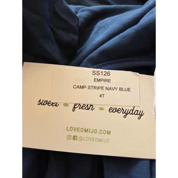 Omi Jo | Well Dressed Wolf Camp Stripe Navy Blue Empire Dress - Picture 6 of 7